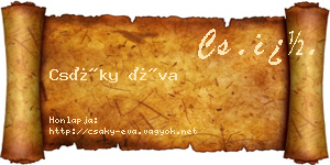 Csáky Éva névjegykártya